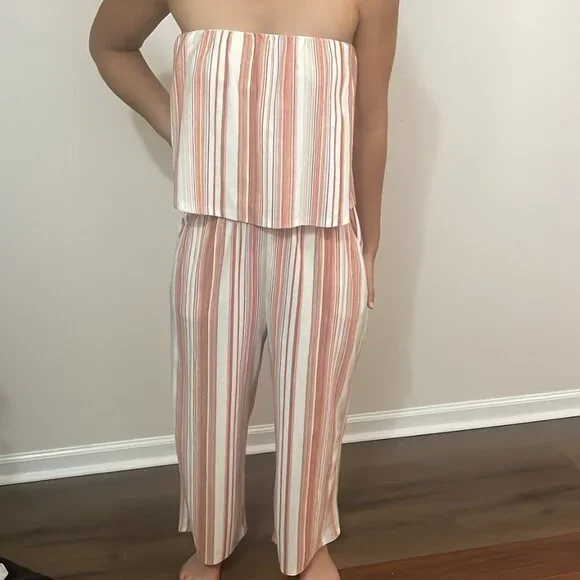 Bebop Strapless Striped Jumpsuit - Size Small - Picture 2 of 6